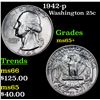 Image 1 : 1942-p Washington Quarter 25c Grades GEM+ Unc