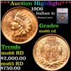Image 1 : ***Auction Highlight*** 1906 Indian Cent 1c Graded ms66 rd BY SEGS (fc)
