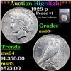 Image 1 : ***Auction Highlight*** 1928-p Peace Dollar $1 Graded ms63+ BY SEGS (fc)