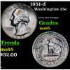 Image 1 : 1951-d Washington Quarter 25c Grades GEM Unc