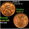Image 1 : 1944-d Lincoln Cent 1c Grades GEM+ Unc RD