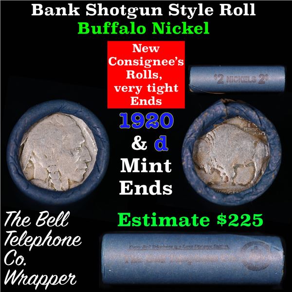 Buffalo Nickel Shotgun Roll in Old Bank Style 'Bell Telephone'  Wrapper 1920 & d Mint Ends
