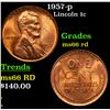 Image 1 : 1957-p Lincoln Cent 1c Grades GEM+ Unc RD