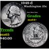 Image 1 : 1948-d Washington Quarter 25c Grades Choice+ Unc