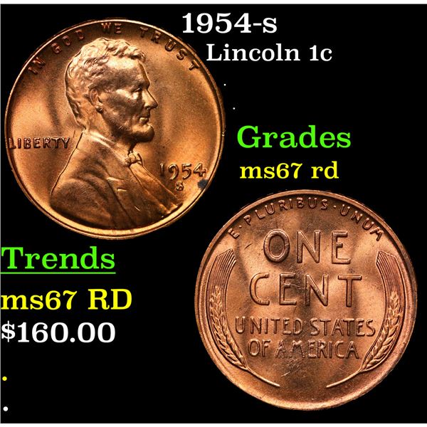1954-s Lincoln Cent 1c Grades GEM++ Unc RD