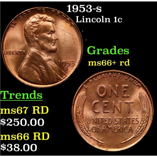 1953-s Lincoln Cent 1c Grades GEM++ RD
