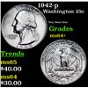Image 1 : 1942-p Washington Quarter 25c Grades Choice+ Unc