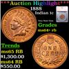 Image 1 : ***Auction Highlight*** 1888 Indian Cent 1c Graded ms64+ rb BY SEGS (fc)