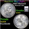 Image 1 : ***Auction Highlight*** 1883 Hawaii Hawaii Half Dollar 50c Graded ms64 BY SEGS (fc)