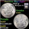 Image 1 : ***Auction Highlight*** 1921-p Morgan Dollar $1 Graded ms66+ BY SEGS (fc)