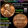 Image 1 : ***Auction Highlight*** 1962-p Lincoln Cent Near TOP POP! 1c Graded ms67+ rd BY SEGS (fc)