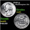 Image 1 : 1941-p Washington Quarter 25c Grades GEM Unc