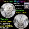 Image 1 : ***Auction Highlight*** 1884-o Morgan Dollar $1 Graded ms64+ DMPL BY SEGS (fc)