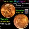 Image 1 : ***Auction Highlight*** 1957-p Lincoln Cent Near TOP POP! 1c Graded ms67 rd BY SEGS (fc)