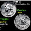 Image 1 : 1948-d Washington Quarter 25c Grades GEM+ Unc