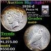 Image 1 : ***Auction Highlight*** 1926-d Peace Dollar $1 Graded ms64+ BY SEGS (fc)