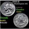 Image 1 : 1953-d Washington Quarter 25c Grades Choice+ Unc