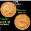 Image 1 : 1874 Indian Cent 1c Grades Choice Unc RB