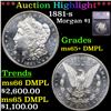 Image 1 : ***Auction Highlight*** 1881-s Morgan Dollar $1 Graded ms65+ DMPL BY SEGS (fc)