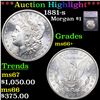 Image 1 : ***Auction Highlight*** 1881-s Morgan Dollar $1 Graded ms66+ BY SEGS (fc)