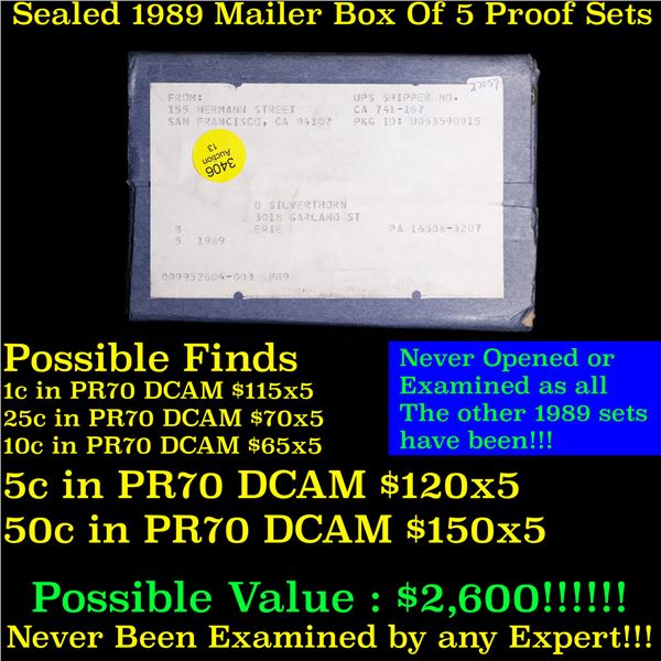 Original sealed Box of 5x 1989 United States Mint Proof Set's