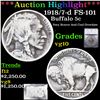 Image 1 : ***Auction Highlight*** 1918/7-d Buffalo Nickel FS-101 5c Graded vg10 BY SEGS (fc)