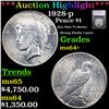 Image 1 : ***Auction Highlight*** 1928-p Peace Dollar $1 Graded ms64+ BY SEGS (fc)