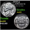 Image 1 : 1942-p Jefferson Nickel 5c Grades GEM+ Unc
