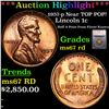 Image 1 : ***Auction Highlight*** 1957-p Lincoln Cent Near TOP POP! 1c Graded ms67 rd BY SEGS (fc)