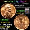Image 1 : ***Auction Highlight*** 1954-s Lincoln Cent Near TOP POP! 1c Graded ms67+ rd BY SEGS (fc)