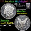 Image 1 : ***Auction Highlight*** 1881-s Morgan Dollar $1 Graded ms65 DMPL BY SEGS (fc)