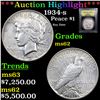 Image 1 : ***Auction Highlight*** 1934-s Peace Dollar $1 Graded Select Unc BY USCG (fc)