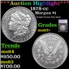 Image 1 : ***Auction Highlight*** 1878-cc Morgan Dollar $1 Graded ms63+ BY SEGS (fc)