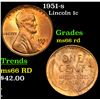 Image 1 : 1951-s Lincoln Cent 1c Grades GEM+ Unc RD
