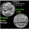 Image 1 : 1943-p Jefferson Nickel 5c Grades GEM+ Unc