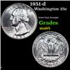 Image 1 : 1951-d Washington Quarter 25c Grades GEM Unc