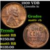Image 1 : 1909 VDB Lincoln Cent 1c Grades Gem+ Unc RB