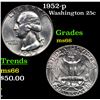 Image 1 : 1952-p Washington Quarter 25c Grades GEM+ Unc