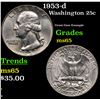 Image 1 : 1953-d Washington Quarter 25c Grades GEM Unc