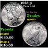 Image 1 : 1923-p Peace Dollar $1 Grades Choice+ Unc