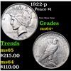 Image 1 : 1922-p Peace Dollar $1 Grades Choice+ Unc
