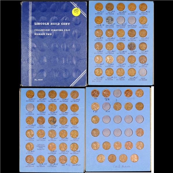 Virtualy Complete Lincoln 1c Whitiman Album, 1941-1963, 75 coins in Total