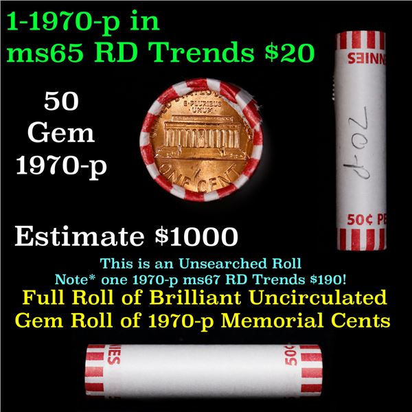 Shotgun Lincoln 1c roll, 1970-p 50 pcs Bank Wrapper.