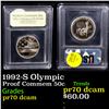 Image 1 : Proof 1992-S Olympic Modern Commem Half Dollar 50c Graded GEM++ Proof Deep Cameo By USCG