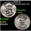 Image 1 : 1947-p Washington Quarter 25c Grades Choice Unc