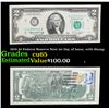 Image 1 : 1976 $2 Federal Reserve Note 1st Day of Issue, with Stamp Grades Gem CU