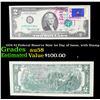 Image 1 : 1976 $2 Federal Reserve Note 1st Day of Issue, with Stamp Grades Choice AU/BU Slider