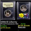 Image 1 : Proof 1986-S Liberty Modern Commem Half Dollar 50c Graded GEM++ Proof Deep Cameo By USCG