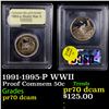Image 1 : Proof 1991-1995-P WWII Modern Commem Half Dollar 50c Graded GEM++ Proof Deep Cameo By USCG