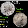 Image 1 : 1924-p Peace Dollar $1 Grades GEM+ Unc